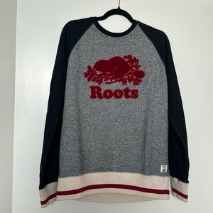 Roots cabin raglan beaver sweater M
